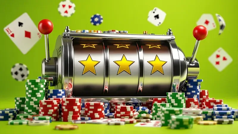 Reel slot bertema dengan simbol bonus dan tampilan permainan digital