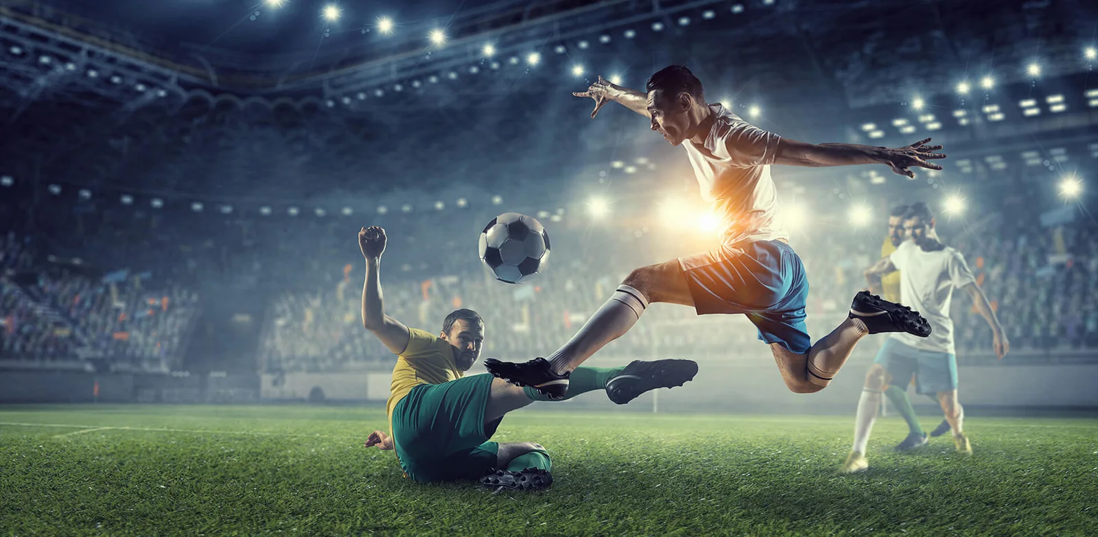 Tampilan arena olahraga digital dengan suasana pertandingan